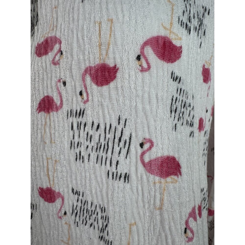 Flamingo Print Button-Up Nightshirt By I. Appel XL Polyester/Spandex Blend Made - Picture 14 of 16